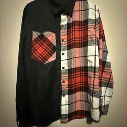 Spit color flannel shirt