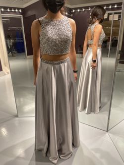 Silver Prom Dress 2-Piece Size 6