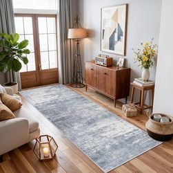 2x8 Washable Runner Rug: Abstract Stain Resistant Kitchen Entryway Rugs Farmhouse Ultra Soft