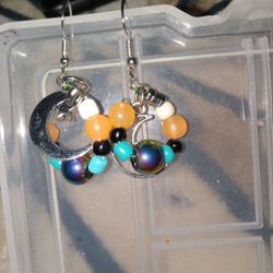 Moon Glass Beaded Handmade Earrings 