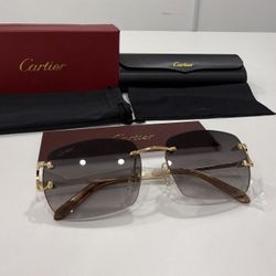 Cartier Glasses, Black Lense, Gold Frame