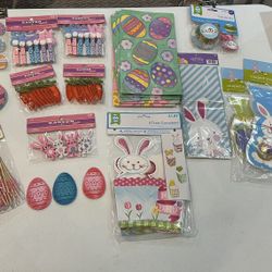 Easter goodie bags, craft items, stickers, ribbon Lot