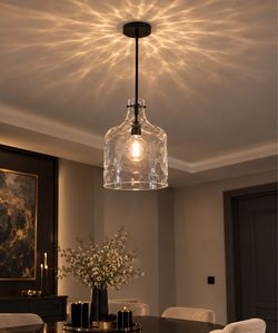 Clear Textured Glass Pendant Light