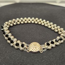 Elegant Silver And Black Bracelet