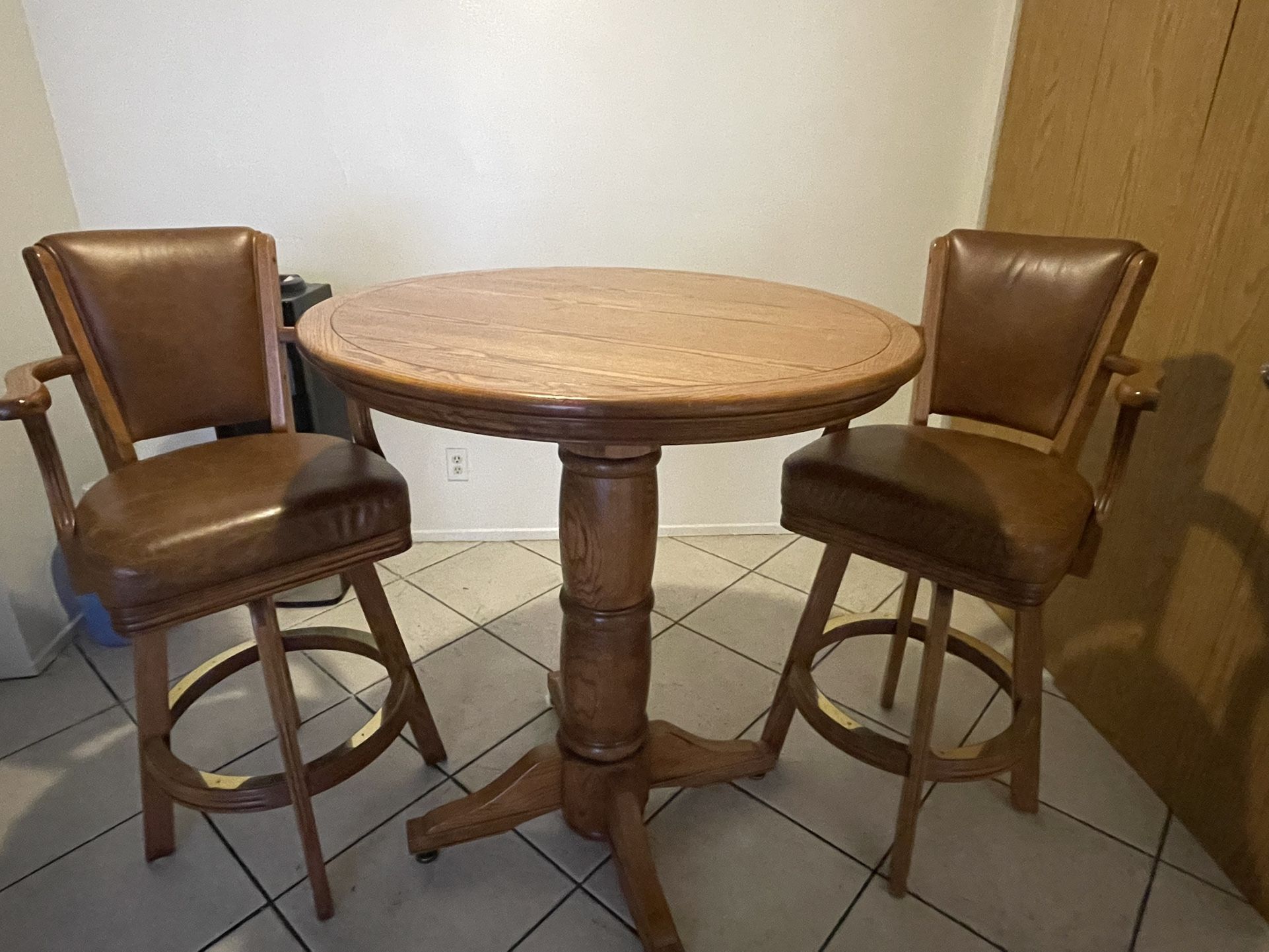 Wooden Table With Tall Chairs