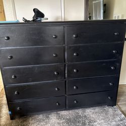 Tocador Negro De Madeira.  10 Cajones. 350
