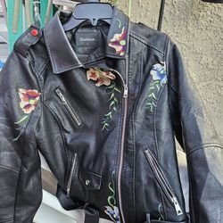 Leather Embroidered Jacket.
