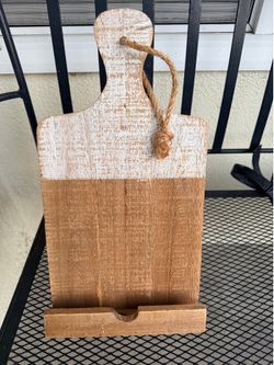 Rustic wood kitchen cook book holder