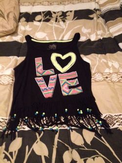 Justice shirt with fringes and beads