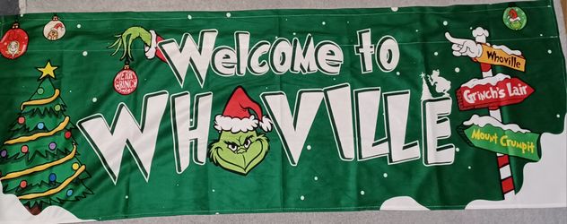Flag Curtain Top Whoville Welcome Grinch Christmas Measurements Sign 