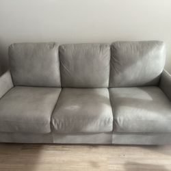  Grey Soft leather Sleeper sofa