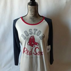 47 Brand Boston Red Sox women's navy/beige long-sleeve graphic t-shirt size L