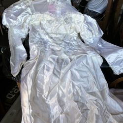 Wedding Dress, Wedding Slippers And Veil