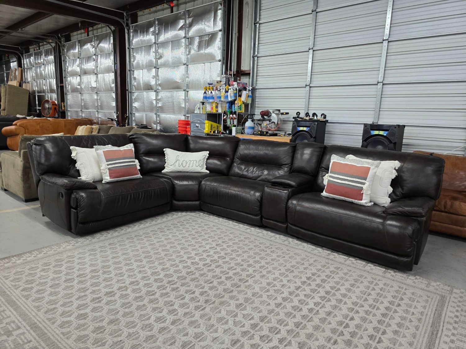 Dark Brown Leather Reclining Sectional Couch 🚛 CAN DELIVER TODAY 🚚