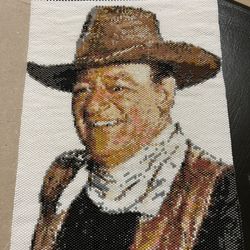 Hand Beaded John Wayne Portrait 