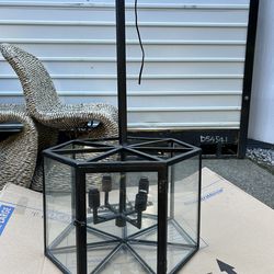 Chandelier - 4 Light Metal and Glass