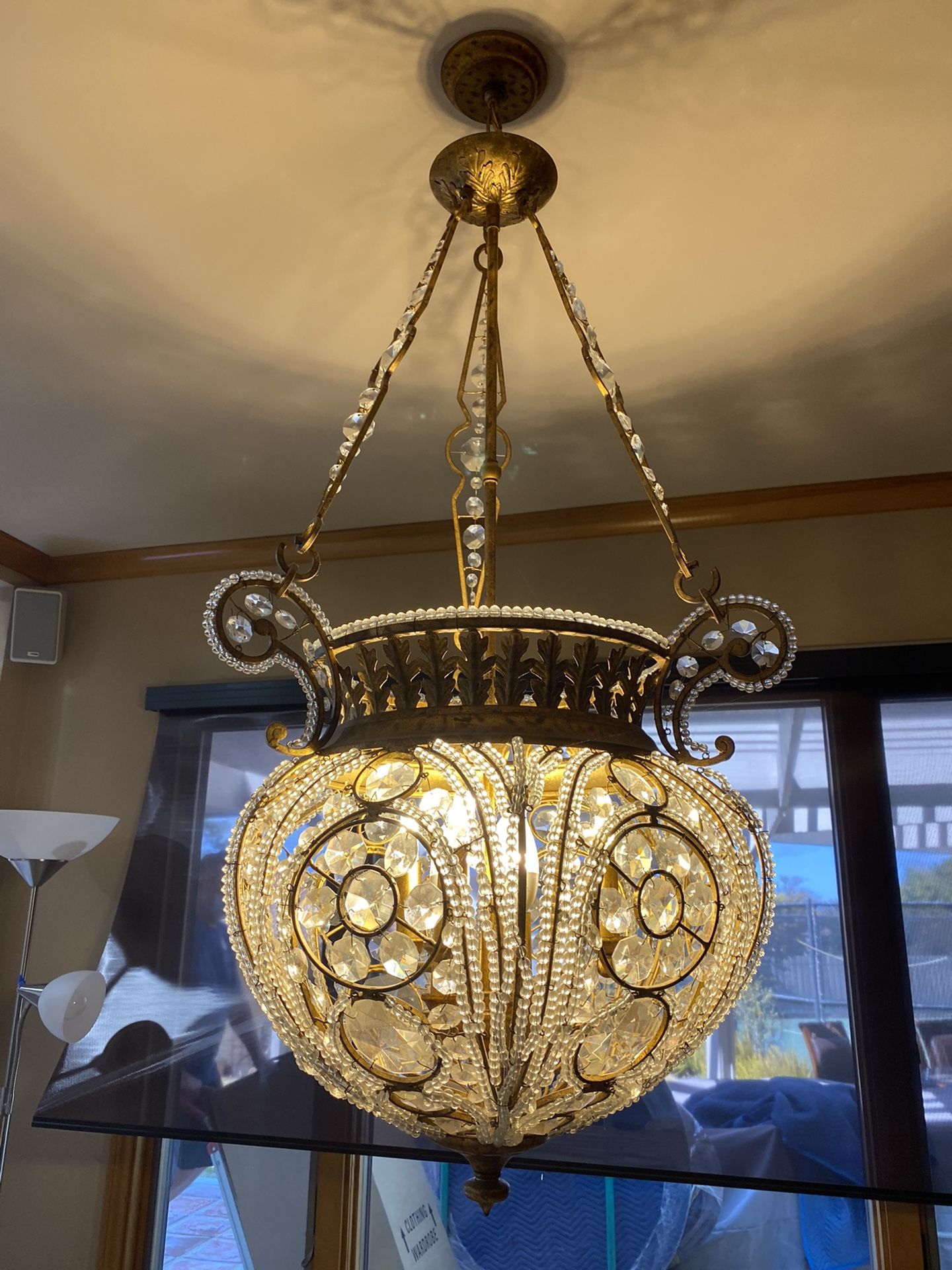 Quoizel Lighting La Crysta 8 Light Crystal / Gold Finch 30” Pendant / Chandelier - Price Just Lowered!