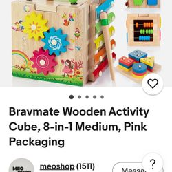 Bravmate Wooden Activity Cube 8-in-1