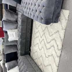 Kim Gray Velvet Double Chaise Sectional &Couch &Living room set