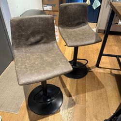 2 Brown Leather Bar/Counter Stools