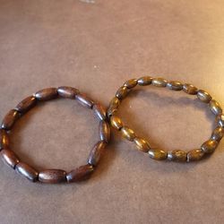 Crafted Natural Polished Wood Beads Bracelets