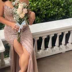 Formal Bedazzled Strapless Dress