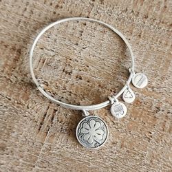 Alex and Ani Four Leaf Clover Bangle Bracelet, Silver