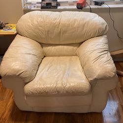 Creamy White Leatherette Oversized Chair