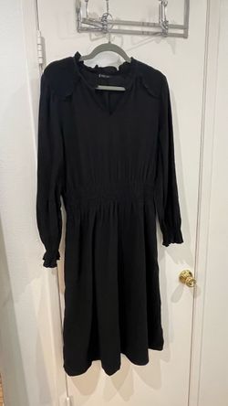 Black Long Sleeve Midi Dress