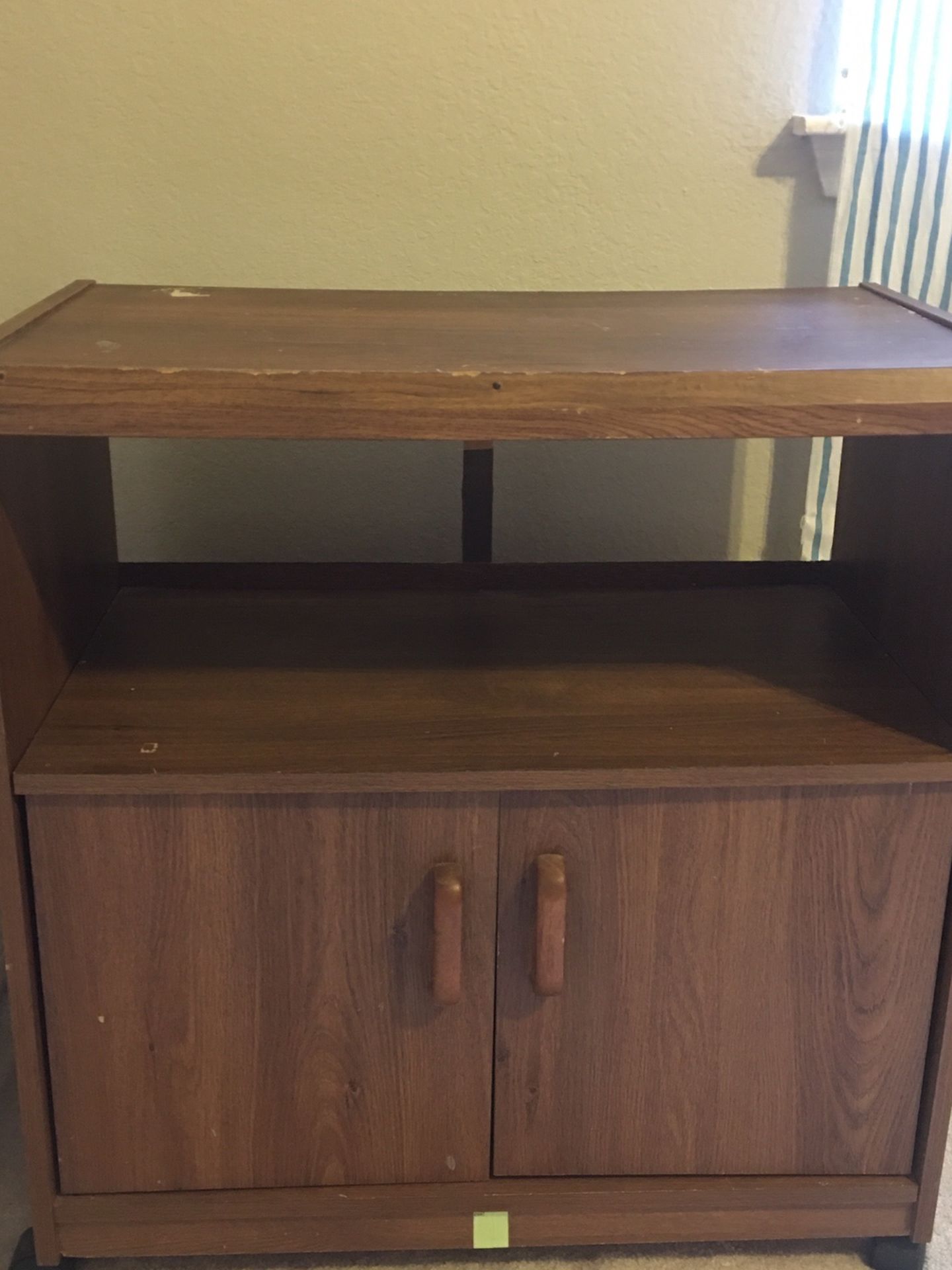 Wooden TV Shelf with Cabinet and Wheels