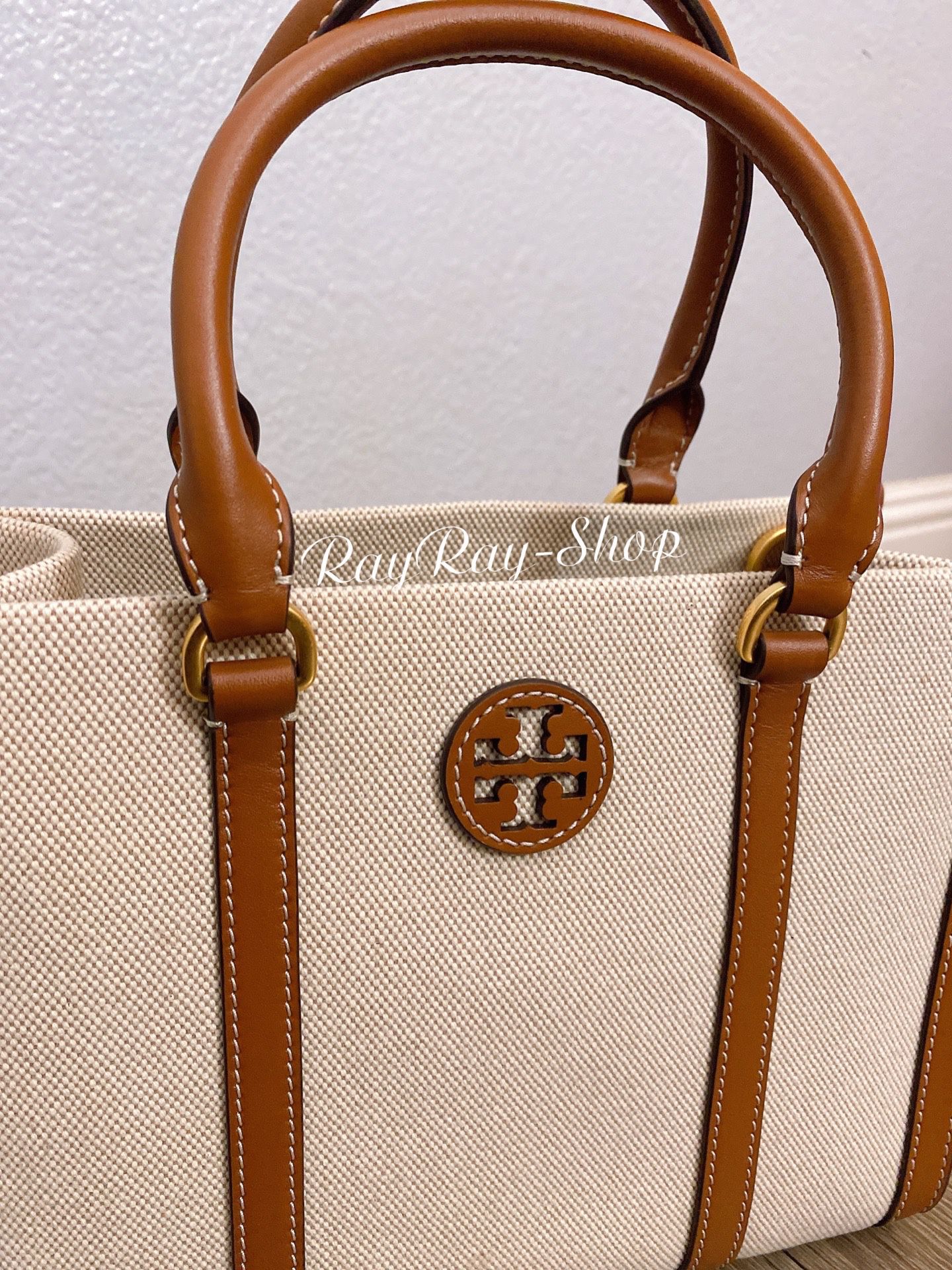 NWT Tory Burch Blake Canvas Small Tote NATURAL/CLASSIC