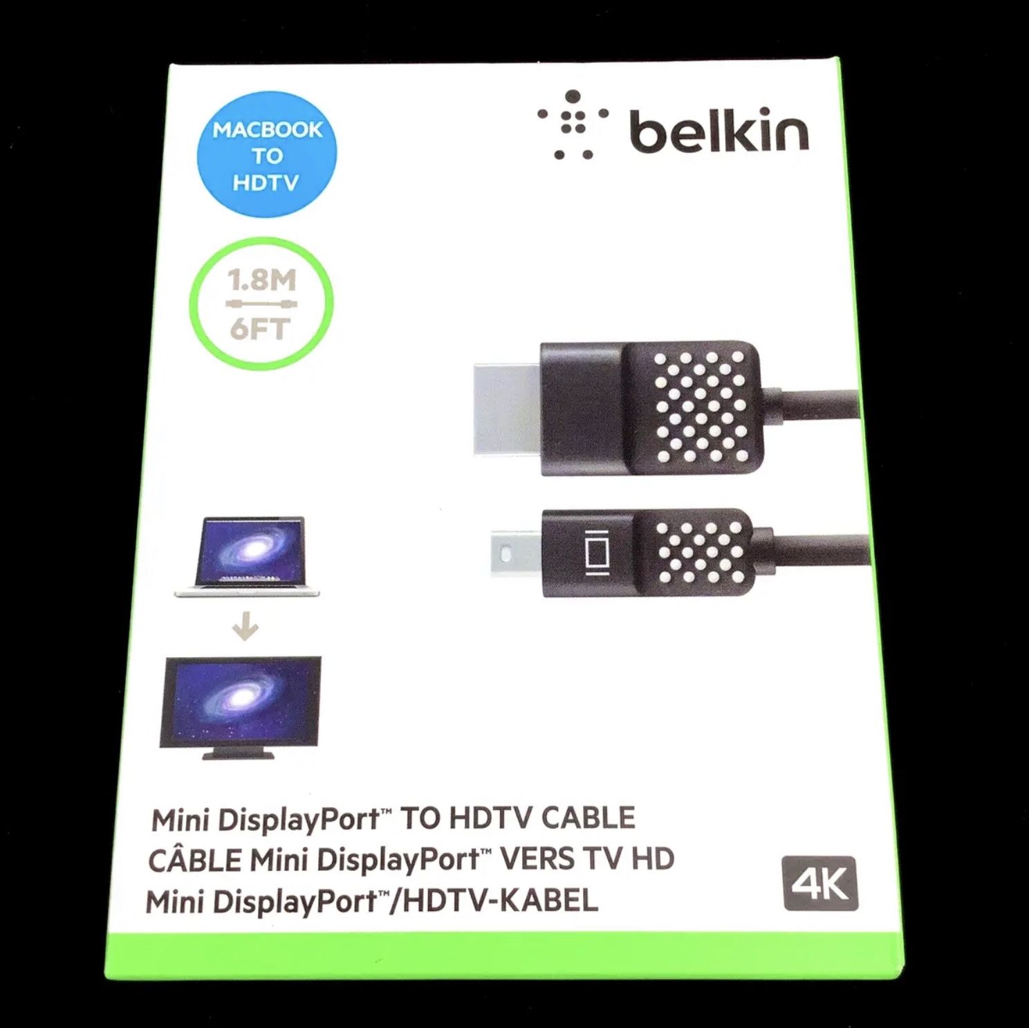 BELKIN Mini Display Port to HDMI 6' Cable MacBook To HDTV 4K 6ft 1.8m