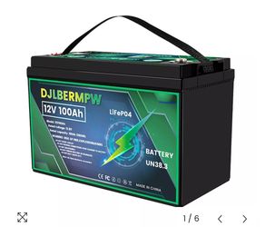 DJLBERMPW 12V Lithium Battery 100Ah LiFePO4 Deep Cycle For Trolling Motor Solar Off-Grid