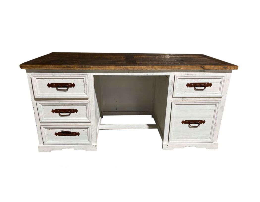 ESC06- Taos Executive Desk White Distressed