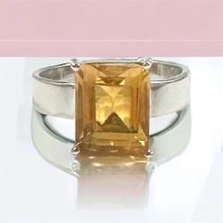 Natural Citrine Ring Sterling Silver 