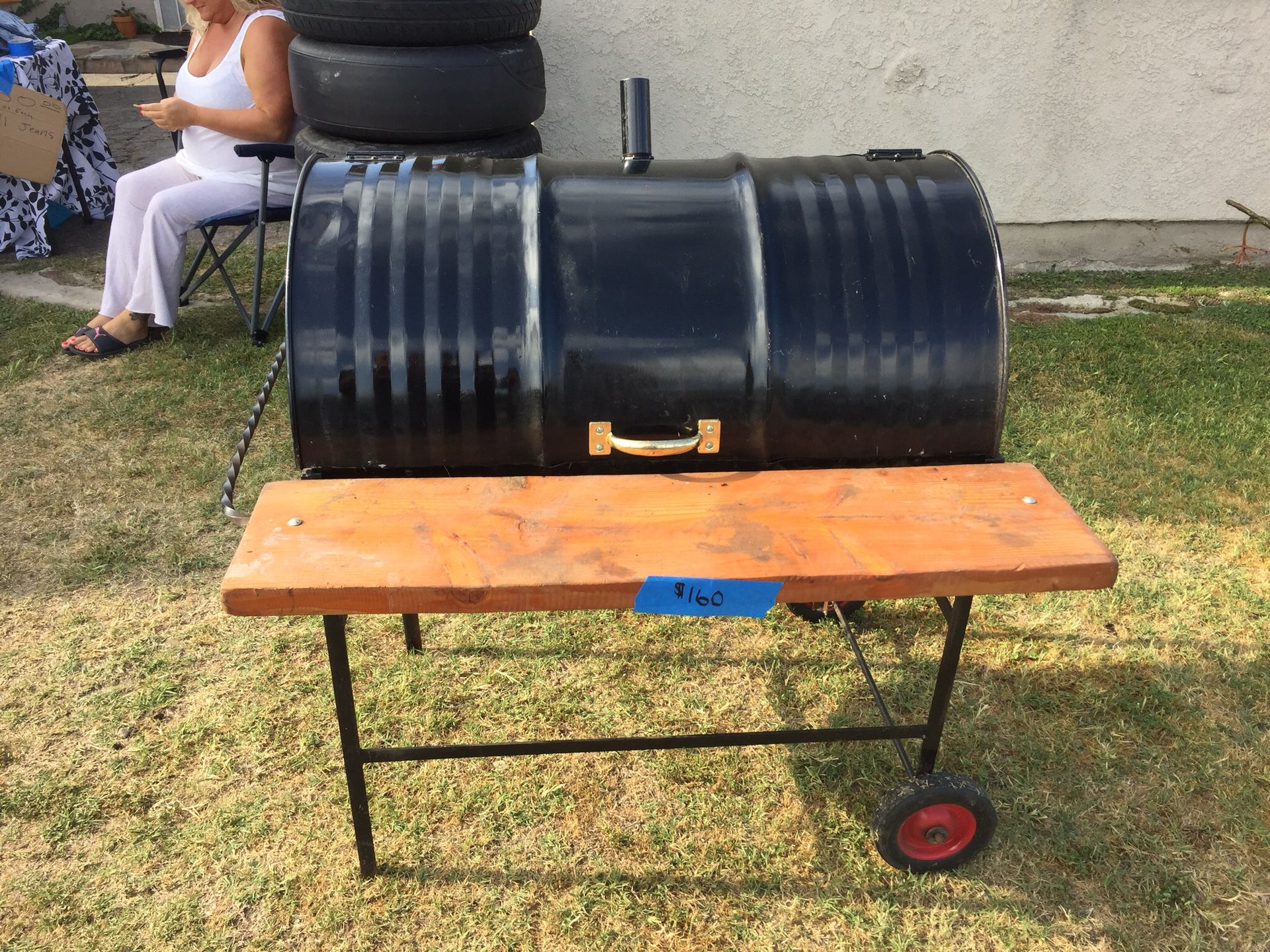 55 gallon barbecue made by sweet daddy rose really solid barbecue if you’re serious barbecue specialist