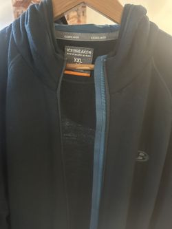 Icebreaker Merino Zip Hoodie Men’s XXL New Dark Green/Teal Washable 