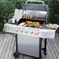 5-Burner BBQ Liquid Propane Gas Grill with Side Burner Patio Garden Picnic Backyard Party