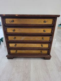Jewelry Box in dark Wood with 5 Drawers