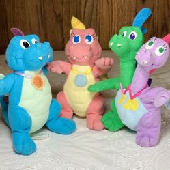 3 Flying Dragon Tales Plush Dragons Cassie, Ord And Zak & Wheezie! Collectible!