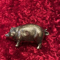 Vintage Mini Brass Pig 