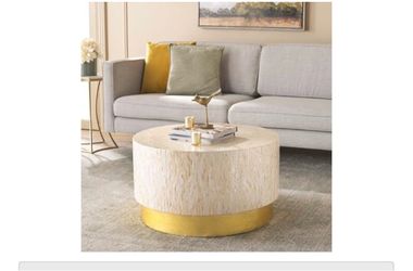 Round Mother of Pearl Coffee Table Gold Base