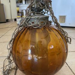 Broken Vintage Amber Globe Lamp