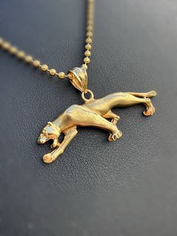 Jewelry 14k solid Yellow Gold brand New Ball link 18” Chain necklace 7.60 grams 2.00mm Panther Pendant