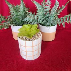 Bundle of 3 Ceramic Artificial Desk Plastic Plants