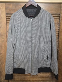Men's Houndstooth black white bomber jacket. Retail $675 Size Large. Like new condition worn once. 