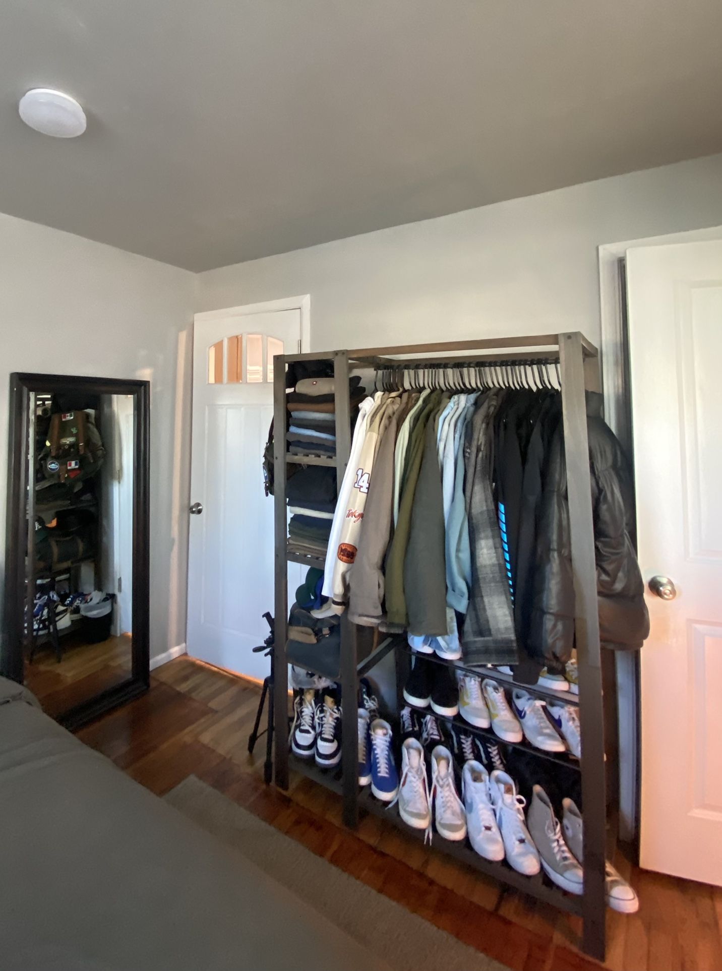 Wood Garment Rack with Shelves