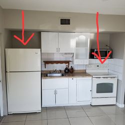 NOT FREE READ AD White refrigerator and white oven