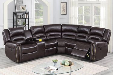 Brown Power Reclining Sectional Sofa F86613