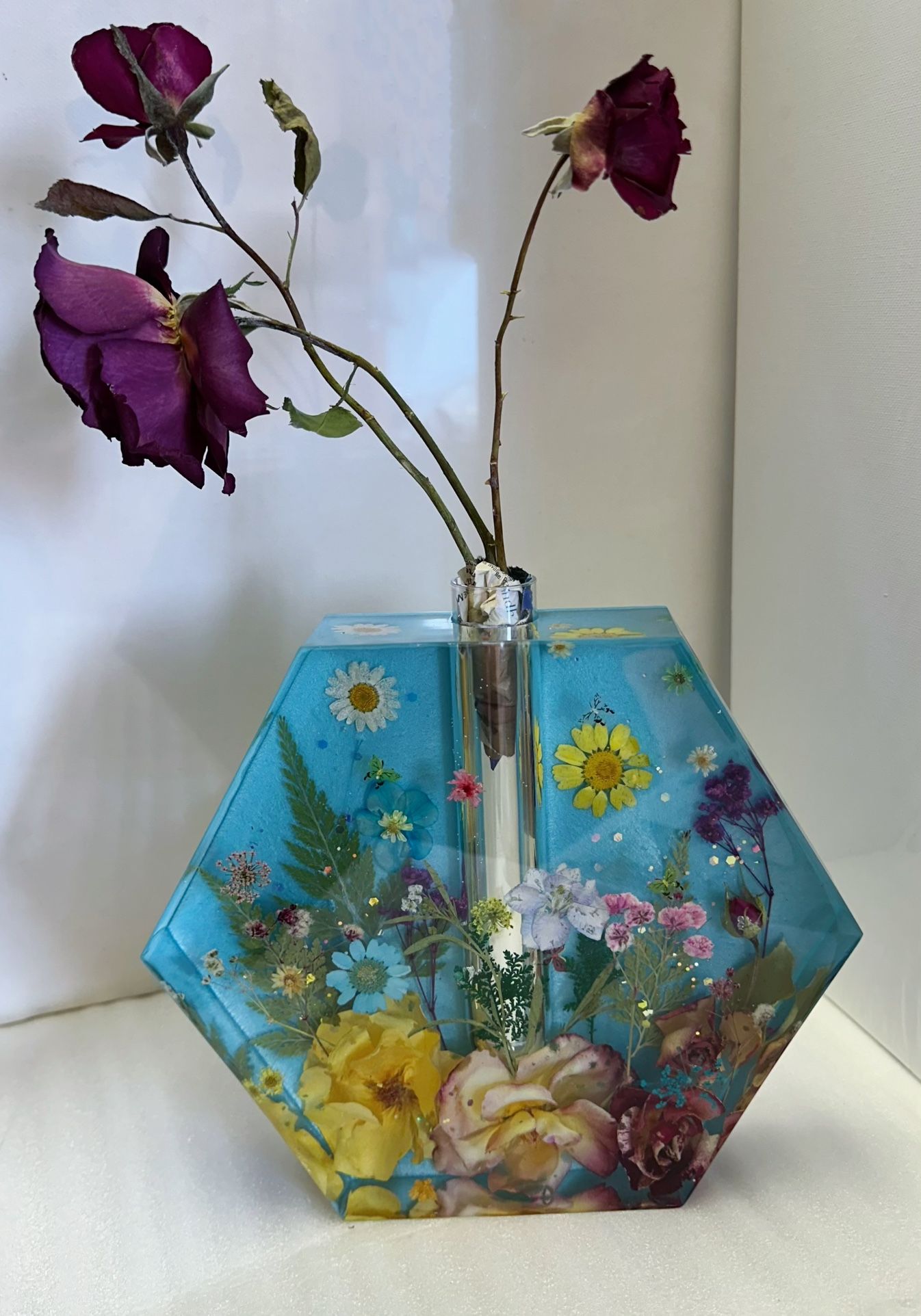 New Real Dried Flower Resin Vase 